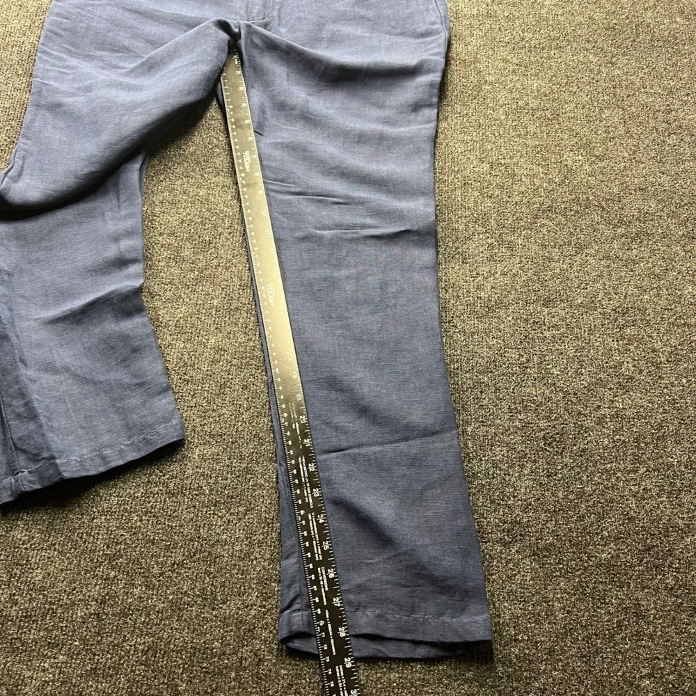 Magaschoni Man Blue Linen Blend Flat Front Trousers Pants Mens Size 32